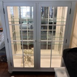 White Glass Solid Wood Cabinet