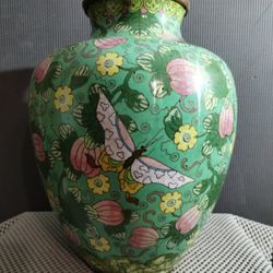 Antique Chinese late Qing Dynasty cloisonné vase