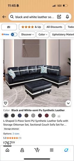 L-Shaped Sectional Sofa Set with Storage Ottoman