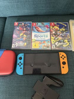Nintendo Switch OLED 3 Games Extra Joy Con Case 128GB Micro SD And Accessories