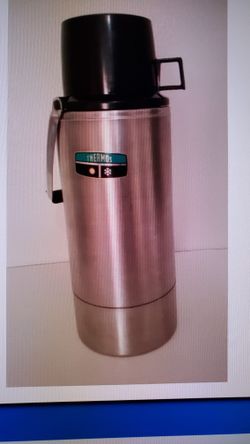 Vintage Thermos.  Glass Inside, Stainless Steel Outside. Two Quarts/8 Cups Size 