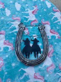 Horseshoe Wall Hanging with Cowboy Silhouette