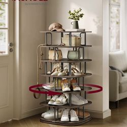 New 7-Tier Shoe Rack, Rotating Shoe Tower, Shoe Closet Organizer, Shoe Rack, Holds 28-35 Pairs, 