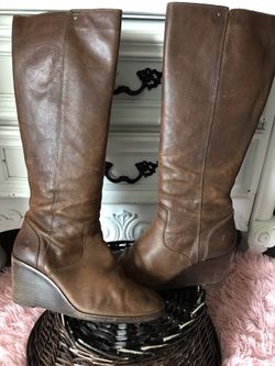 Frye Wedge Boots Brown Leather Size 9