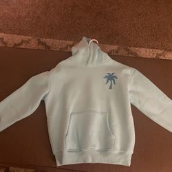 Blue pink palm puff hoodie 