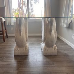 Vintage Swan Glass Dining Table 