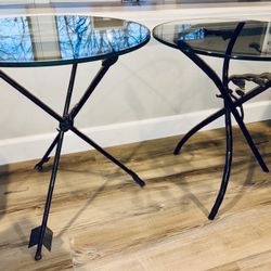 Arrows End Table Glass And Metal 