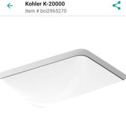 Caxton K20000-0 White 20-1/2" Rectangular Undermount Bathroom Sink with Overflow