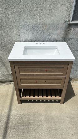Autumn 30 in Single sink Bath Vanity with White Stone countertop
