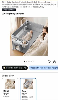 4-in-1 Portable Baby Bassinet with Diaper Changer
