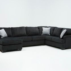 Modern Calvin Slate Sectional – Right Chaise, Huge & Comfy!