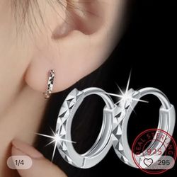 925 Sterling Silver Arrow Cut Huggy Hoop, Earrings [EAR128]