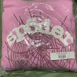 Pink Sp5der Hoodie Size Small