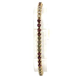 Woman’s Ladies 14k Yellow Gold Ruby And Diamond 2.40 CTW Tennis Bracelet 7.5” Inches GP3112458