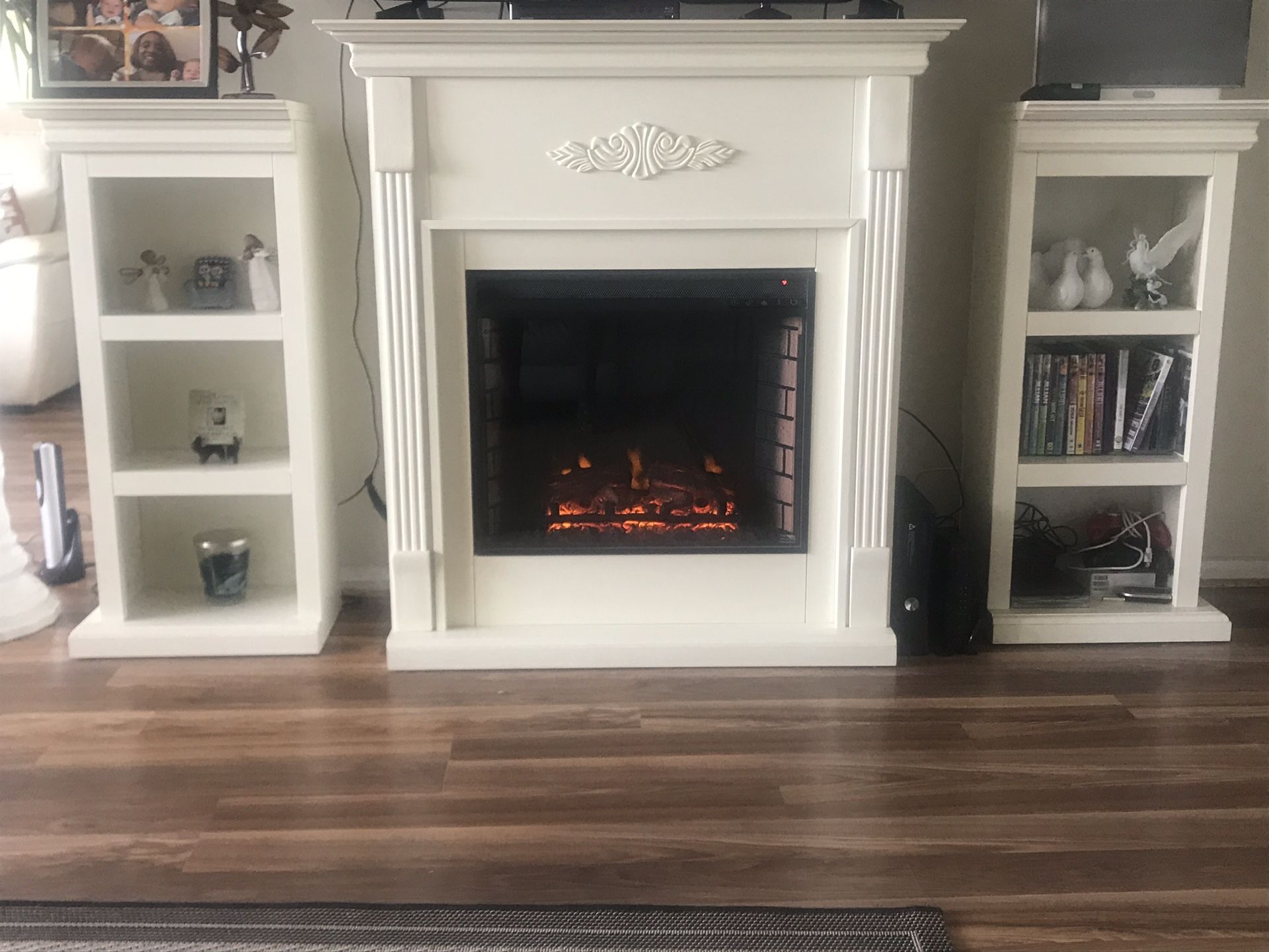 Fireplace with bookshelves