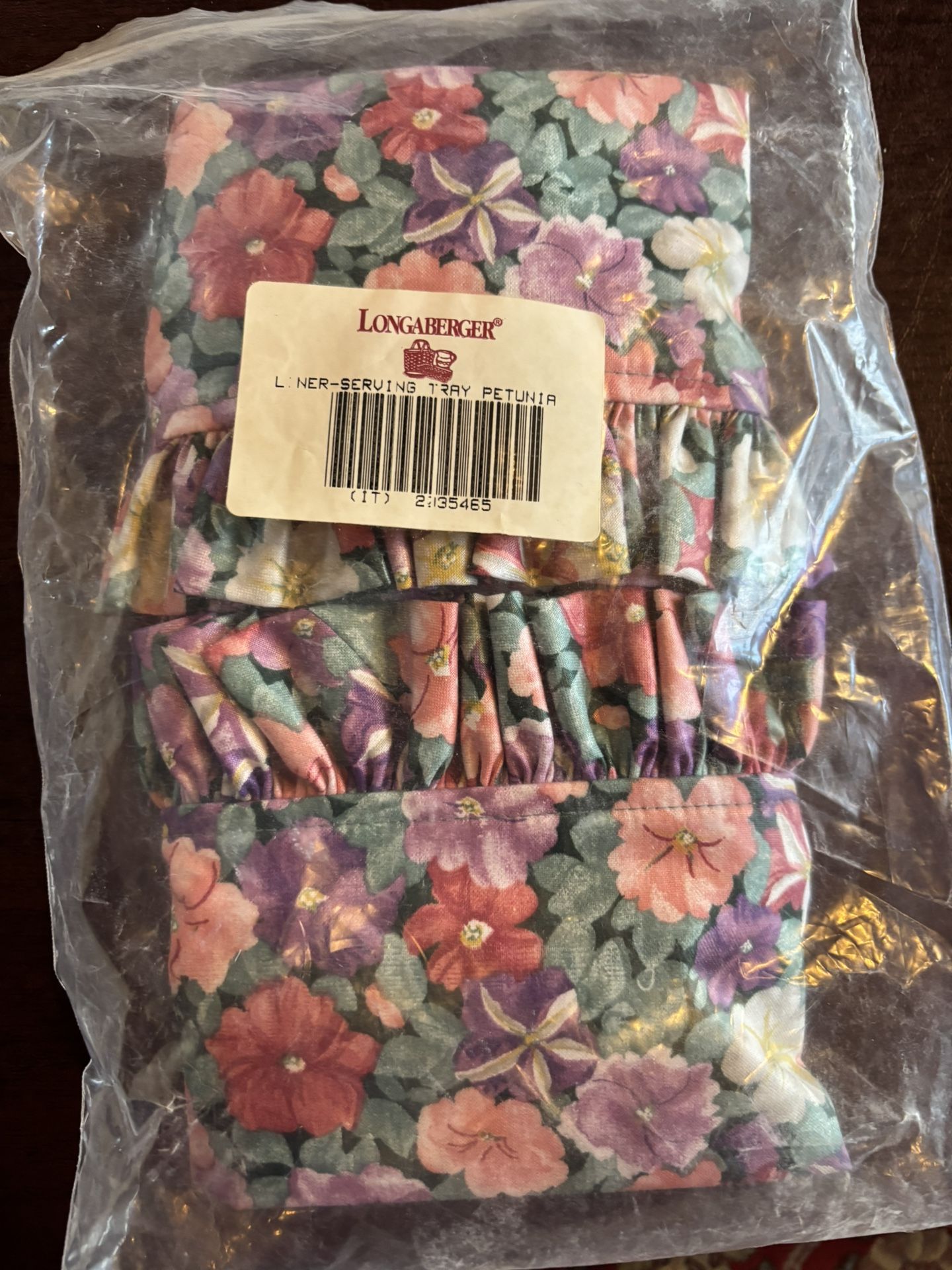 Longaberger NWT Vintage Petunia Large Serving Tray Fabric Liner
