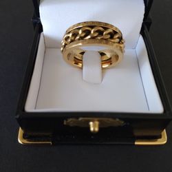 Gold 18k Plated Chain Spinner Ring