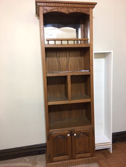 Wood hutch with mirror