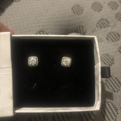 Silver S925 Diamond Earrings 1 Carat Each
