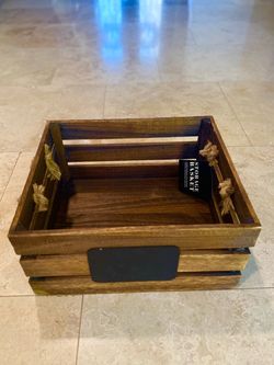 Wooden Storage Basket Crate with Chalkboard Label