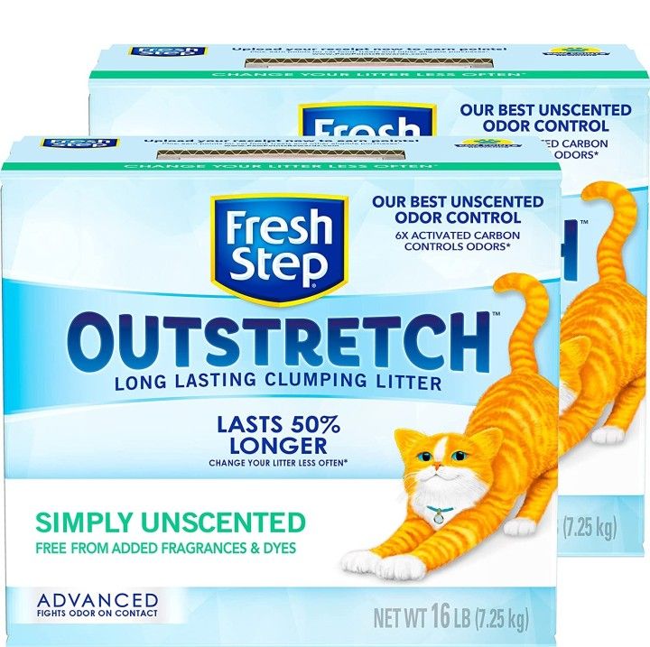 Fresh Step Outstretch, Clumping Cat Litter, Advanced, Unscented, Extra Large, 32 Pounds total (2 Pack of 16lb Boxes)

