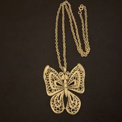 20” SilverTone Necklace With Large Butterfly Pendant 
