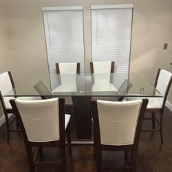 Elegant 6-seat Glass Top Dining Table 