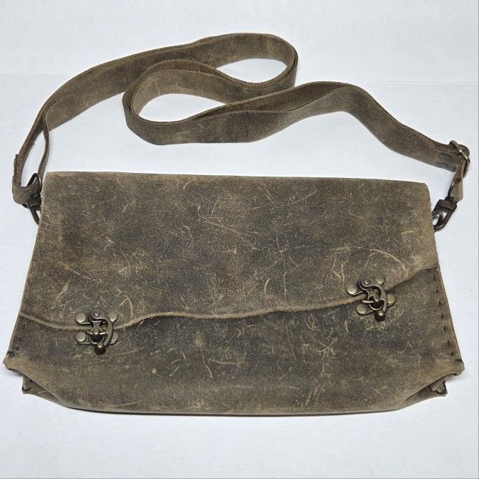 Leather Handcrafted Messenger Crossbody Shoulder Bag Brown