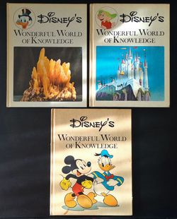 VINTAGE DISNEY WONDERFUL WORLD OF KNOWLEDGE BOOK BUNDLE - 3 HARDCOVER BOOKS