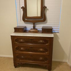 Dresser with mirror (Vintage) Top Is Marble