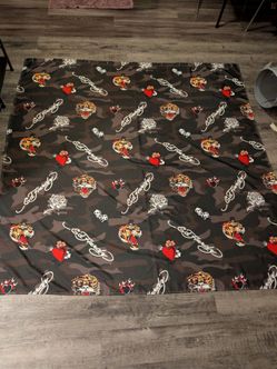 Y2K style Ed Hardy shower curtain
