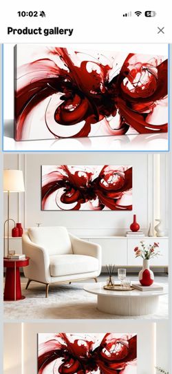 Brand New Red Black Abstract Canvas Print, Bold Wall Art for Living Room Decor 20x40 Inch Fade Resistant Canvas Print,Gallery Quality Finish For Drama