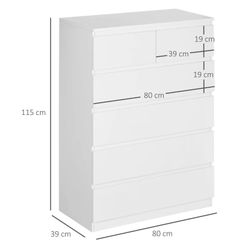 New in Box White 6-Drawer Tall Dresser Chest – Modern Storage Cabinet