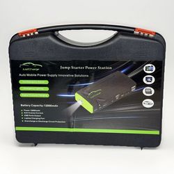 JustCharge 12000mAh Car Jump Starter Power Bank USB Charger w/ Case NEW