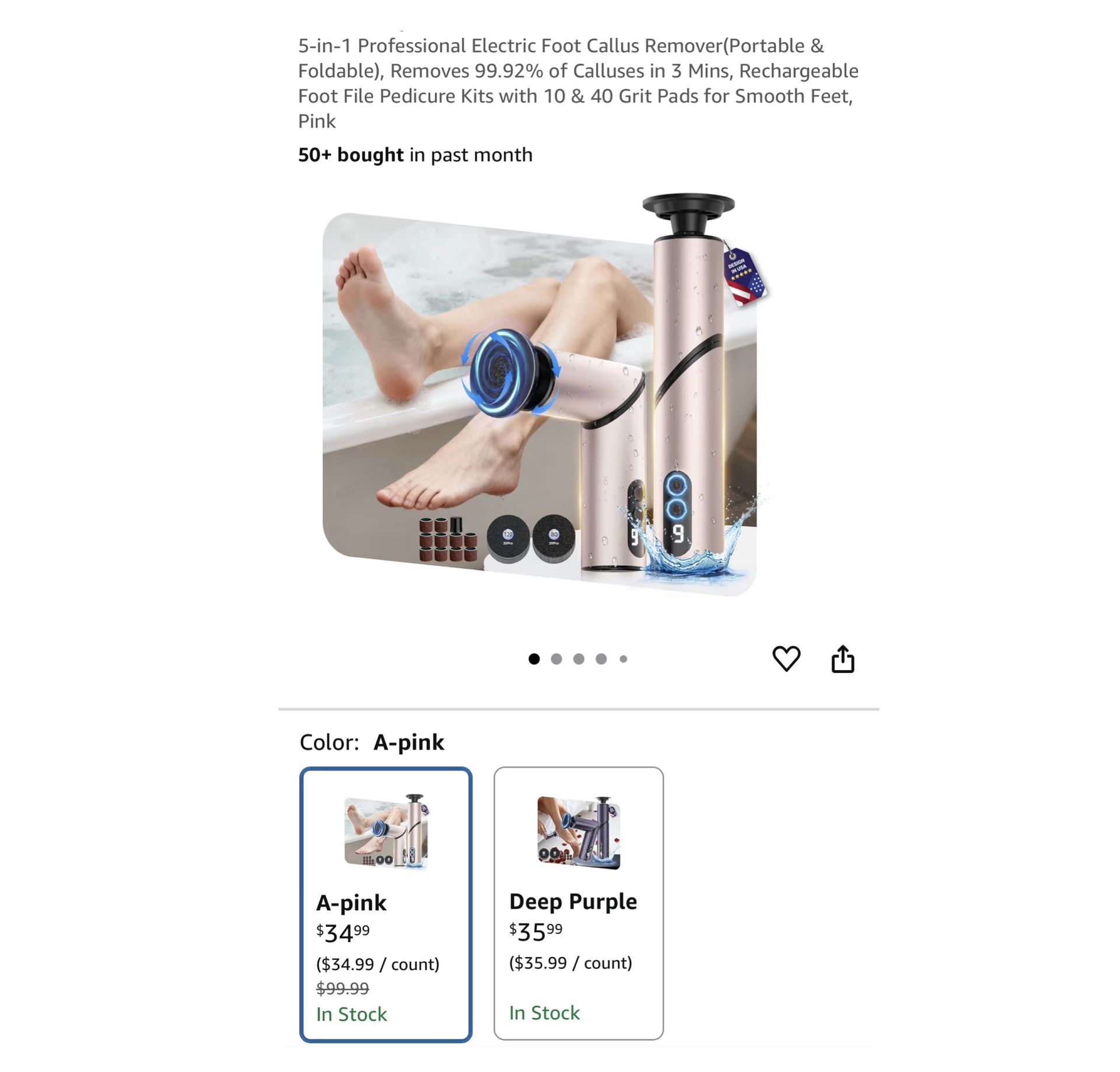 Brand new 5-in-1 Professional Electric Foot Callus Remover(Portable & Foldable), Removes 99.92% of Calluses in 3 Mins, Rechargeable Foot File Pedicure