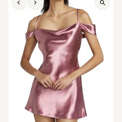 LOVESHACKFANCY MINNETTE MINI DRESS RASPBERRY PINK SATIN SILK SZ XS