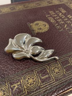Silver Toned Floral Brooch
