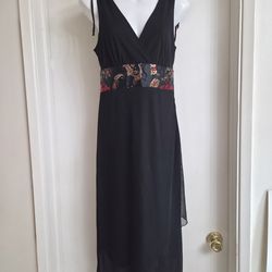 Ruby Rox black and red Paisley tie-waist sleeveless V-neck midi cocktail dress