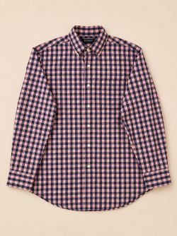 Paul Stuart Men's Pink & Blue Check Button-Down Shirt M Long Sleeve Woven