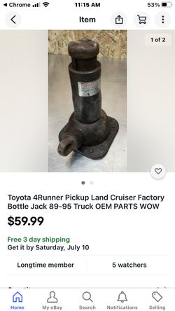 Bottle jack for Toyota pick up