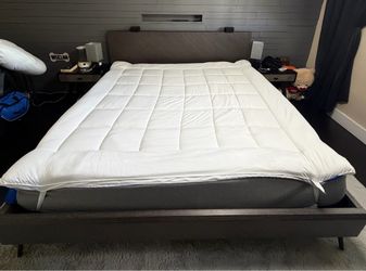 King size wooden bed frame + mattress