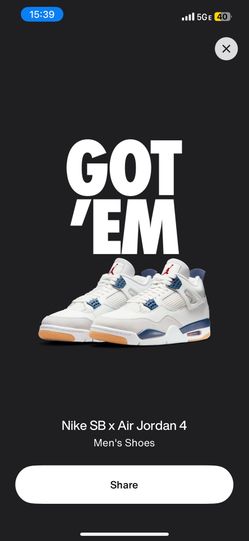 Nike Sb X Jordan 4 Navy Sz 7.5