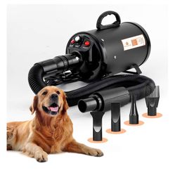 Secador de pelo para perros para aseo – Secador profesional de alta velocidad de 4.5 HP para perros – Secador de mascotas ajustable de calor bajo ruid