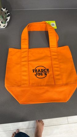 Trader Joe's Orange Mini Canvas Tote Bag