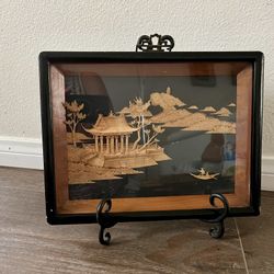 Black and Tan Framed Asian Art 9/12 inches