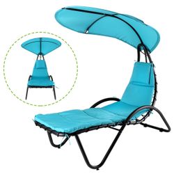 Outdoor Garden Backyard Poolside Hammock Rocking Chair Lounge Chaise Swing TEAL Blue