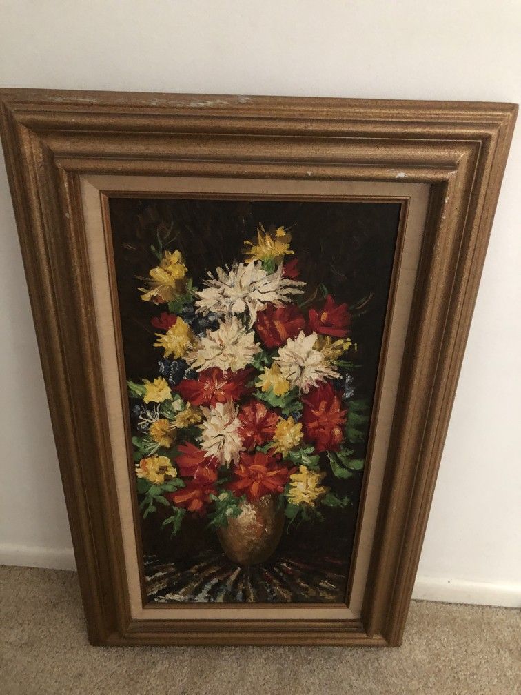 Floral Oil Painting - Signed by "Alice" (1970)
