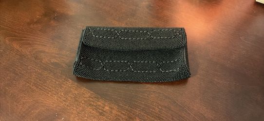 Vintage Beaded Small Clutch Purse -  Black - Snap Close