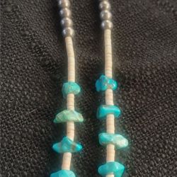 Vintage Authentic Native Turquoise Sterling Silver Necklace 