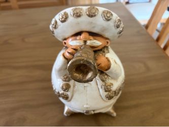 Vintage Mexican Mariachi Folk Art Ceramic Bank